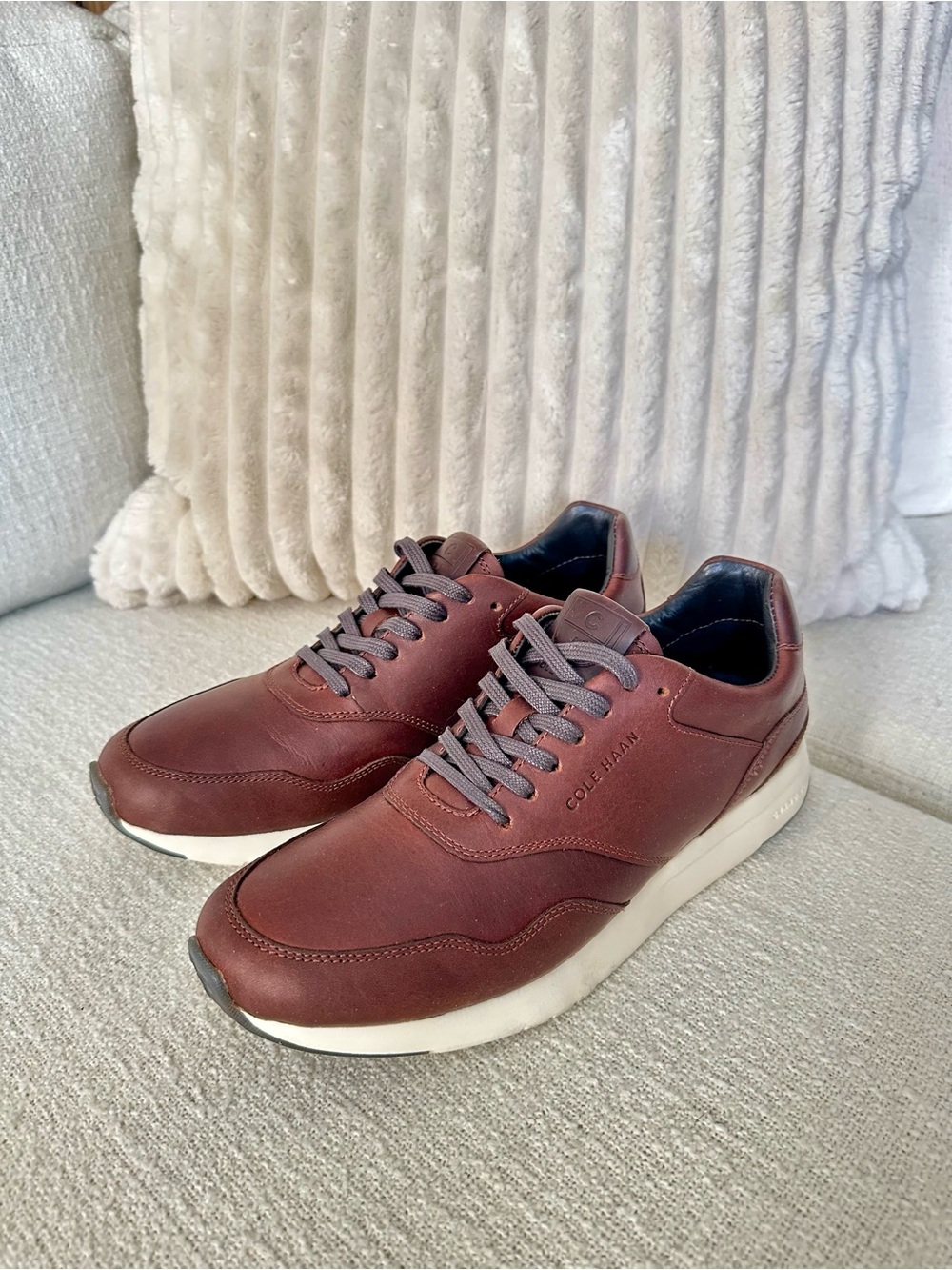 Cole Haan GrandPrø Men’s Leather Sneakers in mahogany brown with White Sole